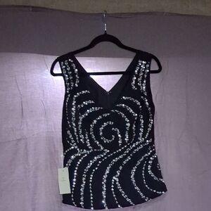 Black Sequin Embellished Women's Top